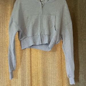 Grey garage cropped hoodie